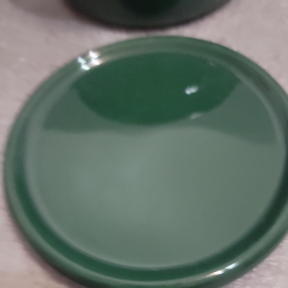 Pair Of Longaberger Green Pottery Crocks With Lids/Coasters - Picture 5 of 9